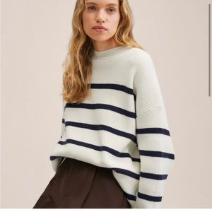 Mango Oversized Striped Ribbed Sweater Medium